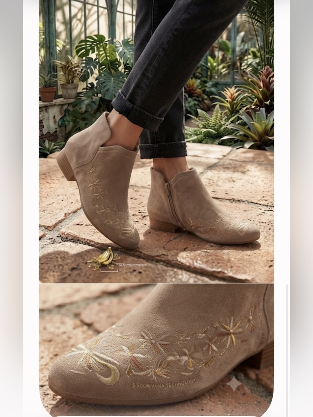 Bernardo Francine  Anthropologie Boho Suede Embroidered  Ankle Boots sz 8